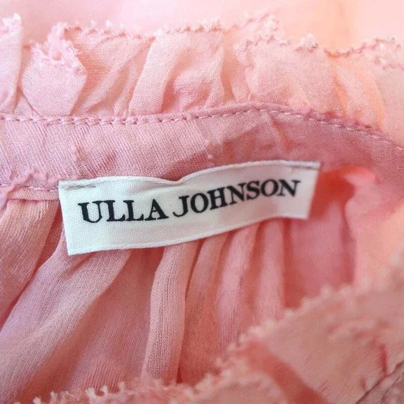 Ulla Johnson Blouse Sandrine Pink Floral Fil Coupe Size 2 Long Sleeve Top - Picture 6 of 8